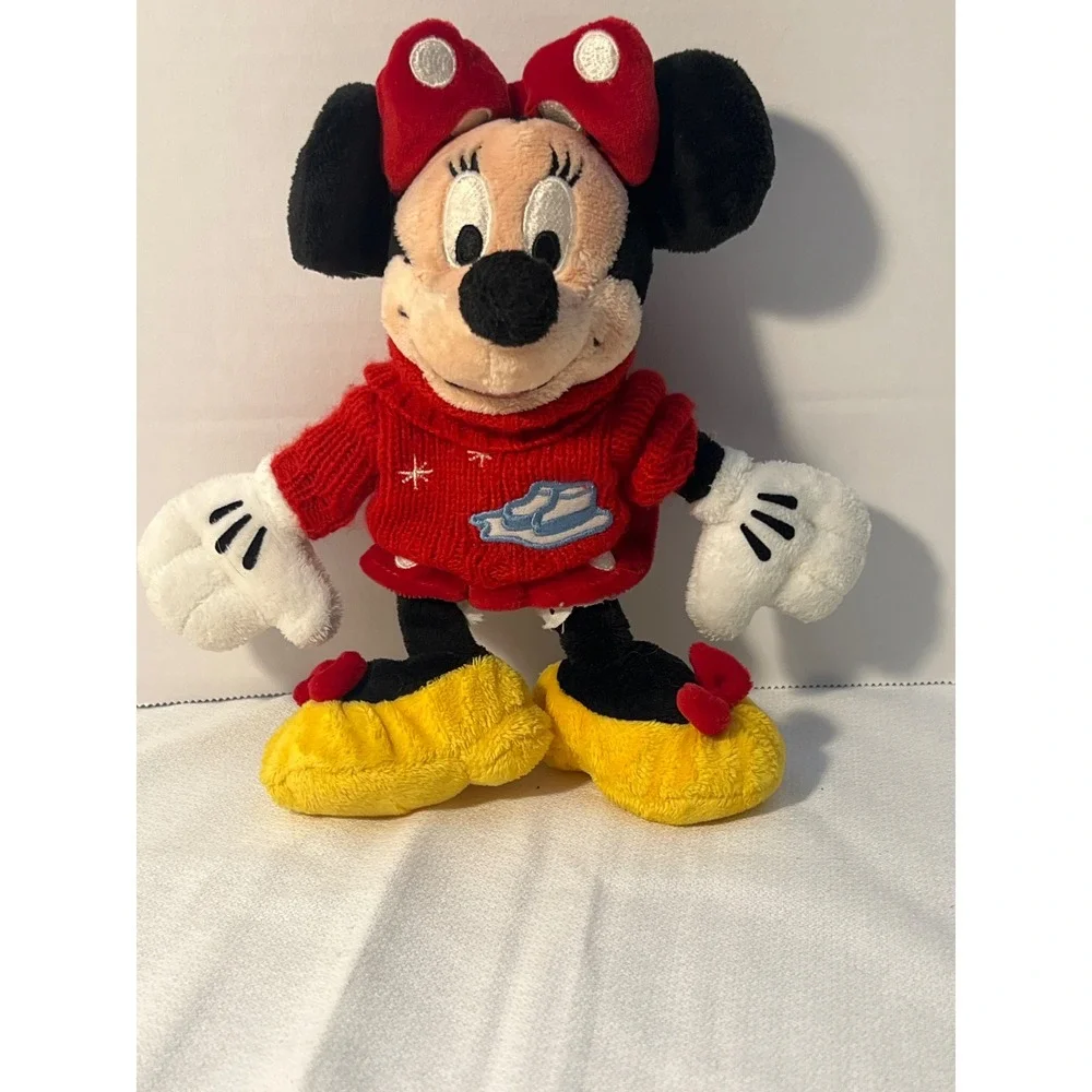 Disney‎ Minnie Mouse Plush Toy Red Sweater Yellow Shoes Bow